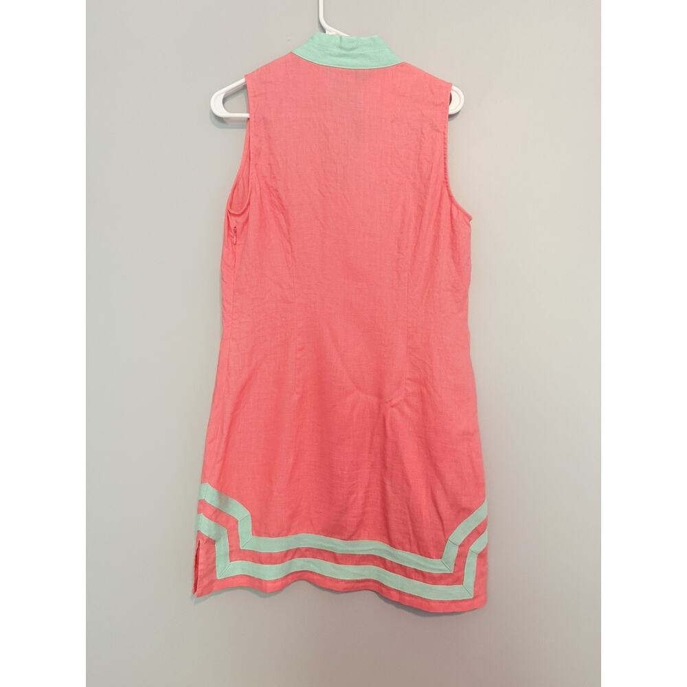 Sail To Sable Linen Sleeveless Dress Peach- Mint SZ S - Picture 7 of 7